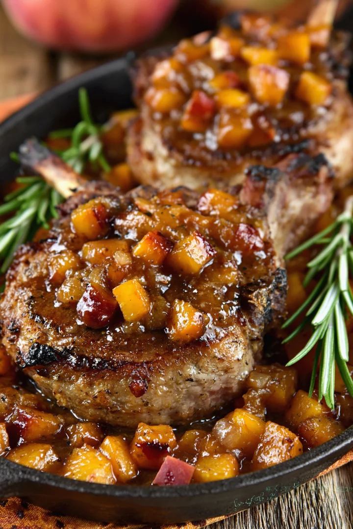 Roasted Lamb Chops with Peach Sauce