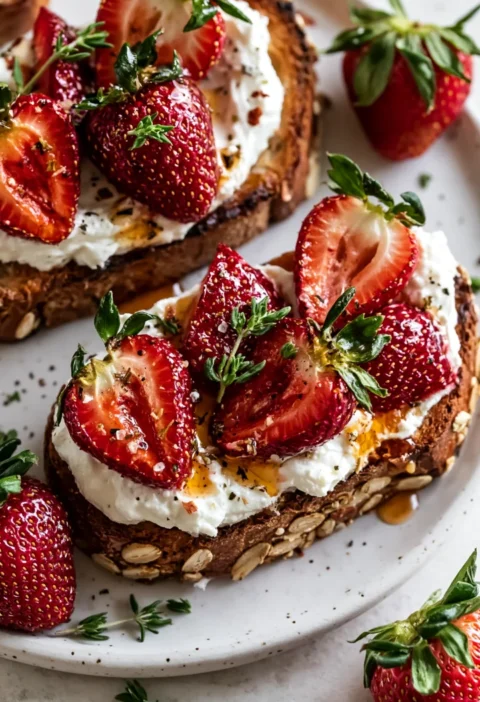 Roasted Strawberry Whipped Ricotta Toast