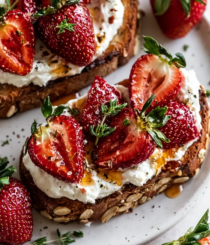 Roasted Strawberry Whipped Ricotta Toast