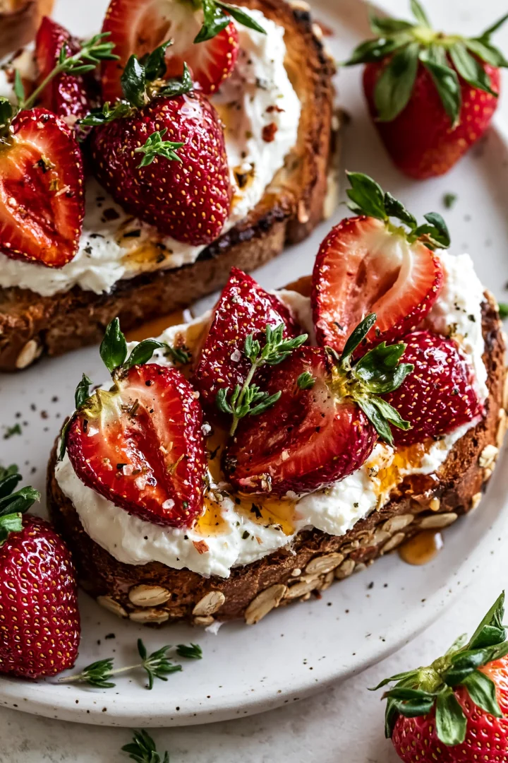 Roasted Strawberry Whipped Ricotta Toast