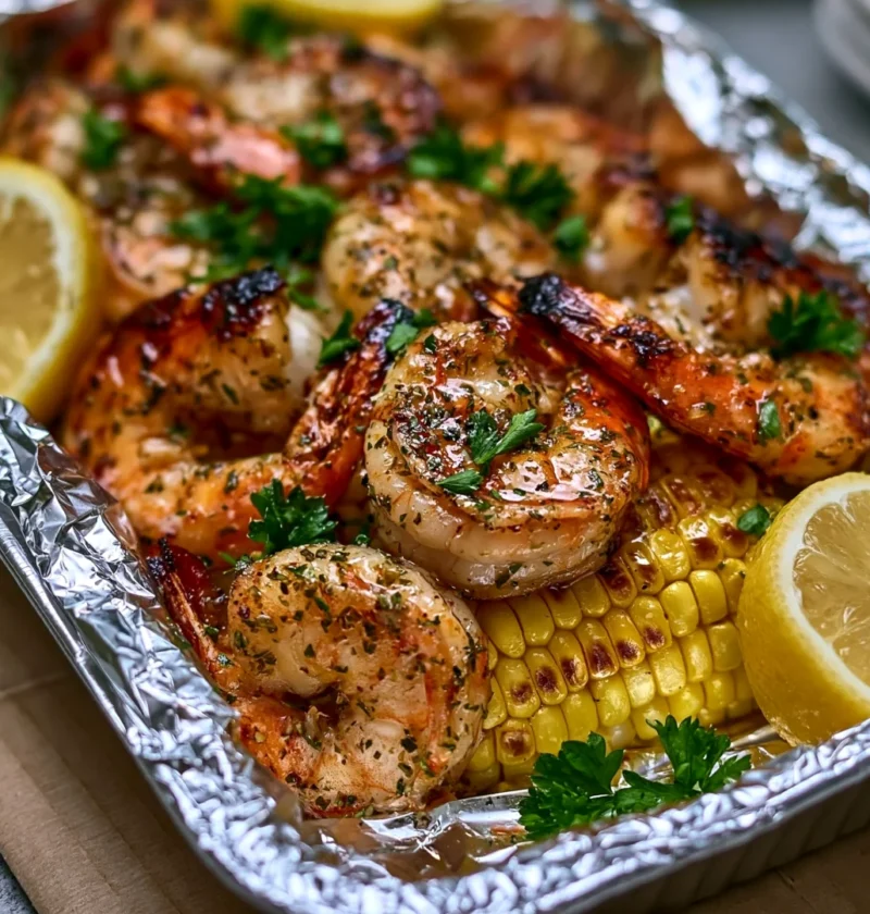 simple grilled shrimp in foil