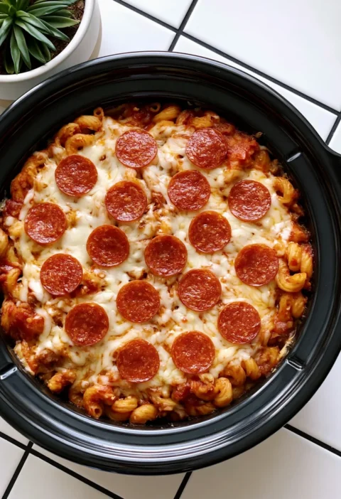 Slow Cooker 4-Ingredient Pepperoni Slice Macaroni