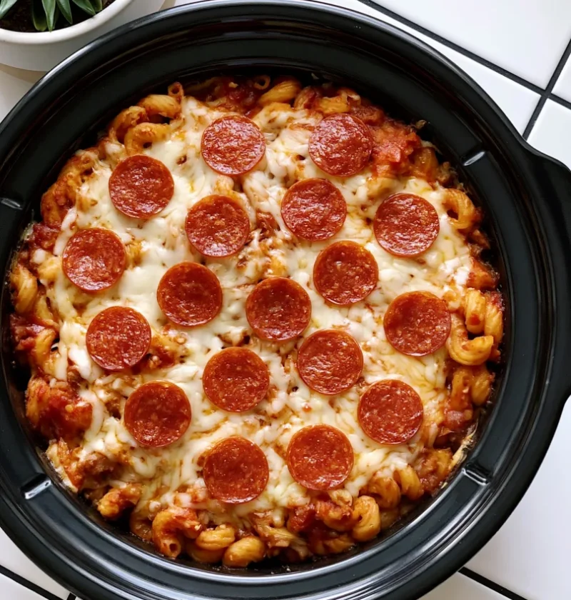 Slow Cooker 4-Ingredient Pepperoni Slice Macaroni