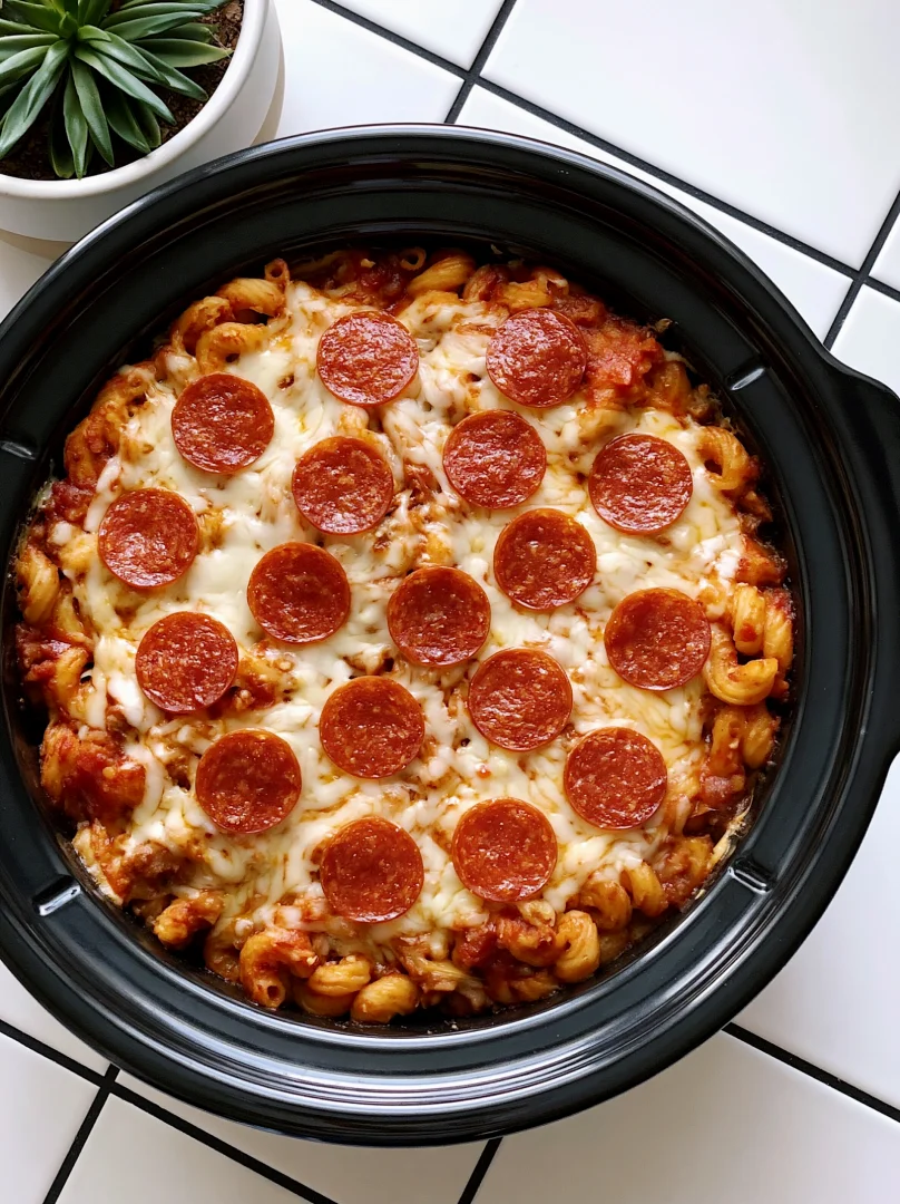 Slow Cooker 4-Ingredient Pepperoni Slice Macaroni
