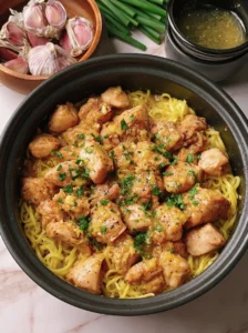 Slow Cooker Amish Garlic Butter Chicken Noodles