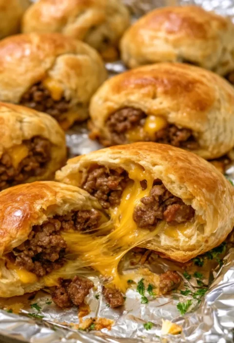 4-Ingredient Cheesy Ground Beef Biscuit Bombs