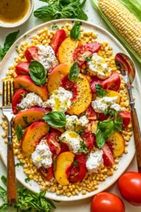 Burrata Peach Salad with Hot Honey Vinaigrette