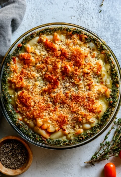 Delicious White Bean and Pesto Bake