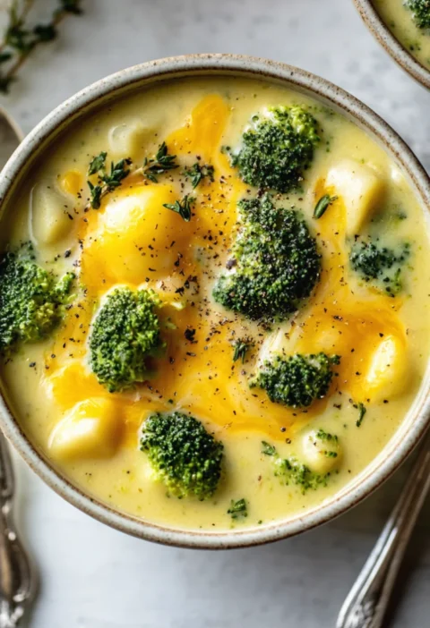 Broccoli potato cheese soup
