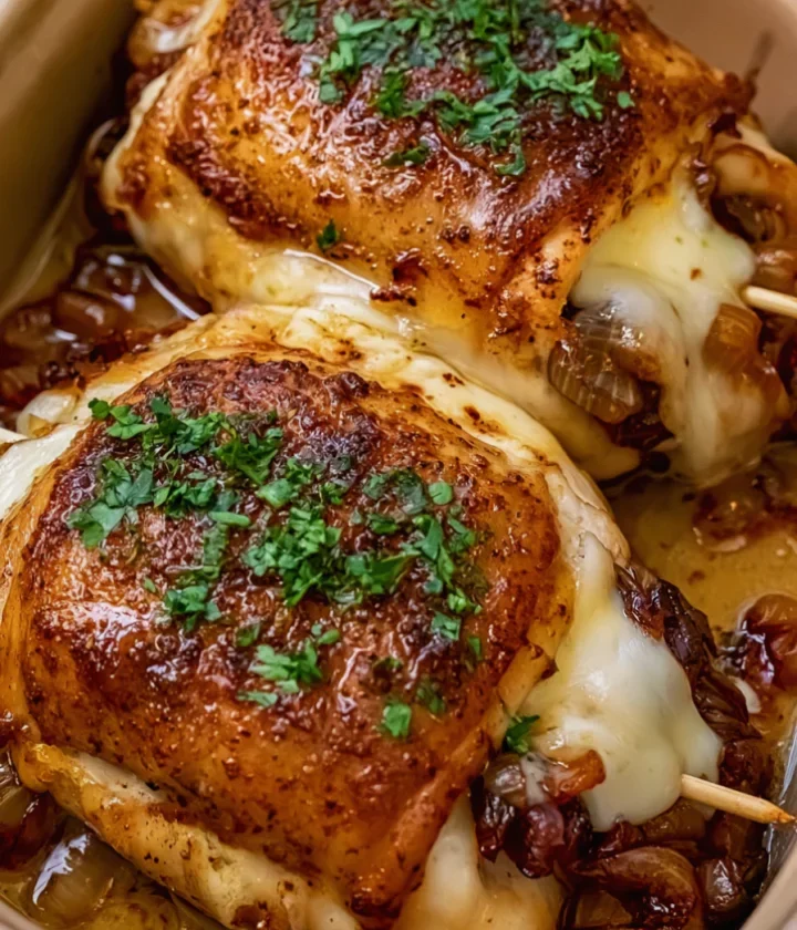 French Onion Mozzarella Stuffed Chicken