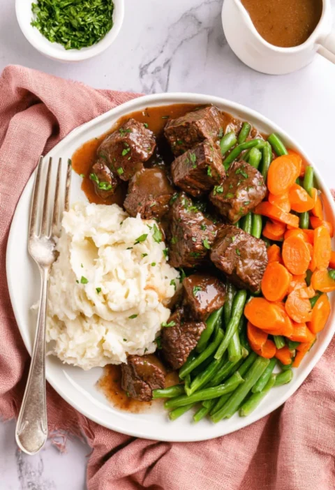 Slow Cooker Beef Tips with Homemade Gravy