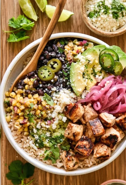 Street Corn Chicken Rice Bowls