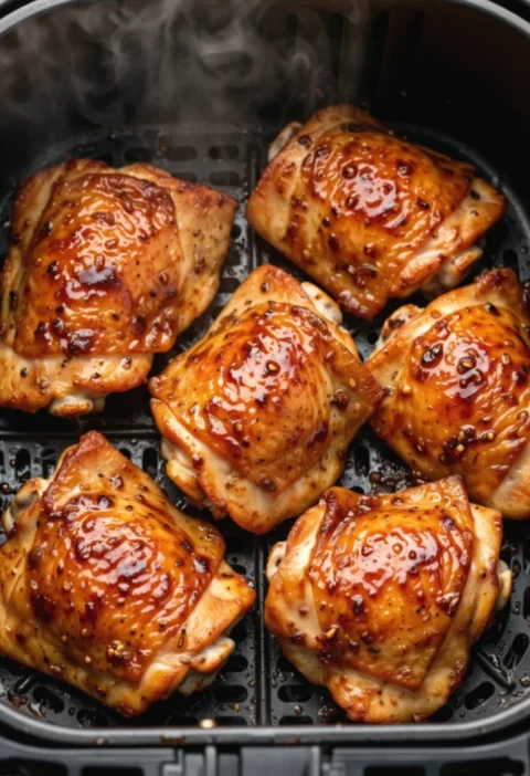 Air-fried glazed chicken thighs