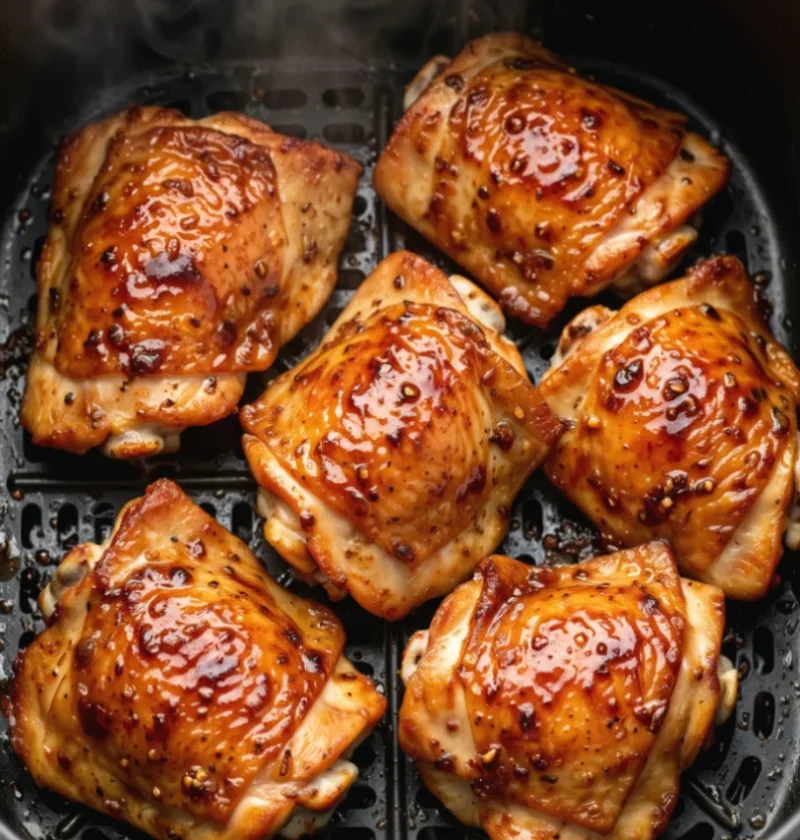 Air-fried glazed chicken thighs