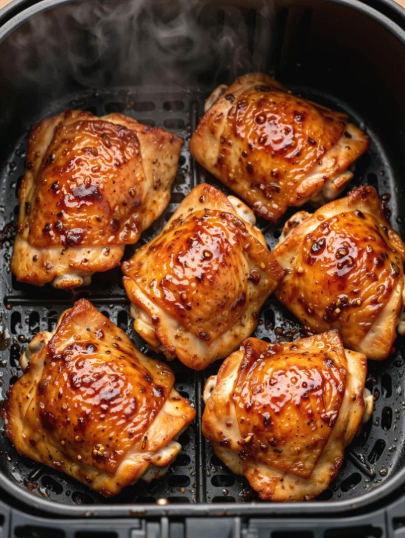 Air-fried glazed chicken thighs