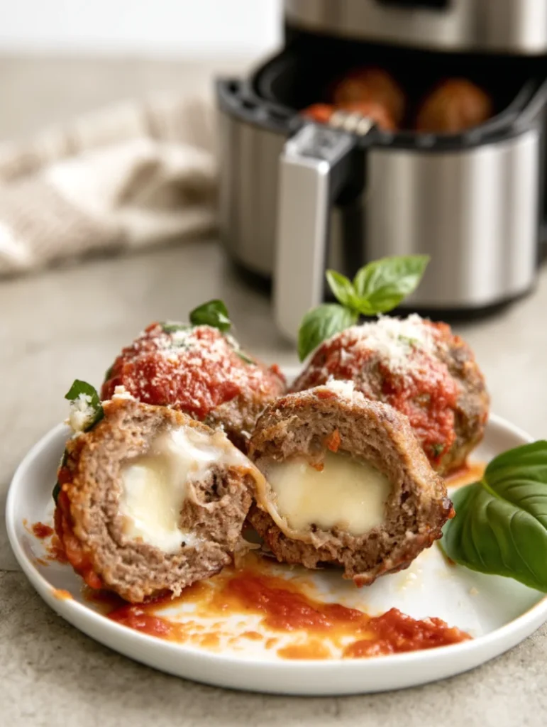 Air Fryer Stuffed Meatballs