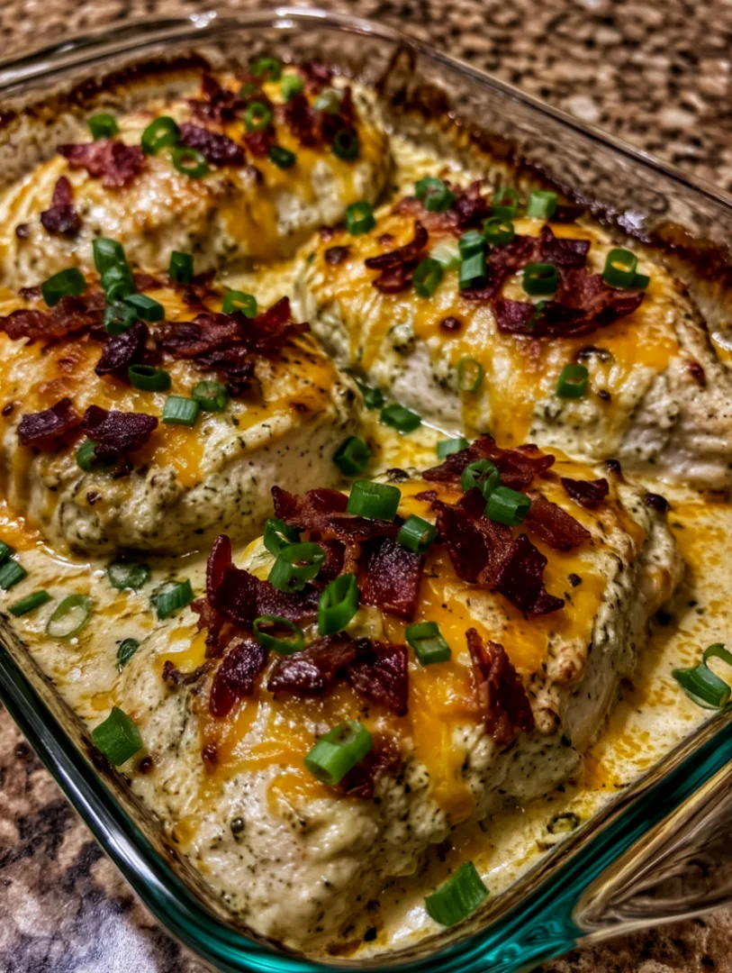 Baked Ranch Chicken with Turkey Bacon and Cheddar