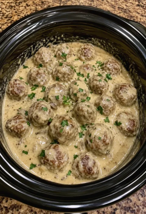 Creamy Garlic Slow-Cooker Meatballs