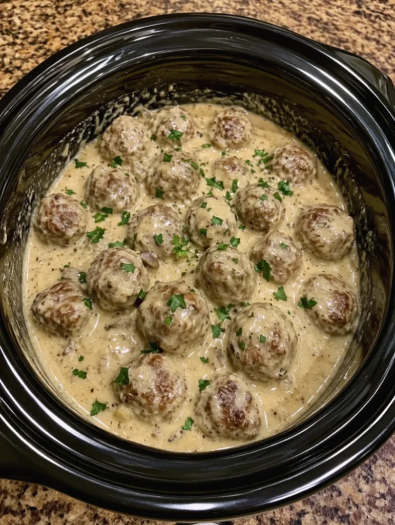 Creamy Garlic Slow-Cooker Meatballs