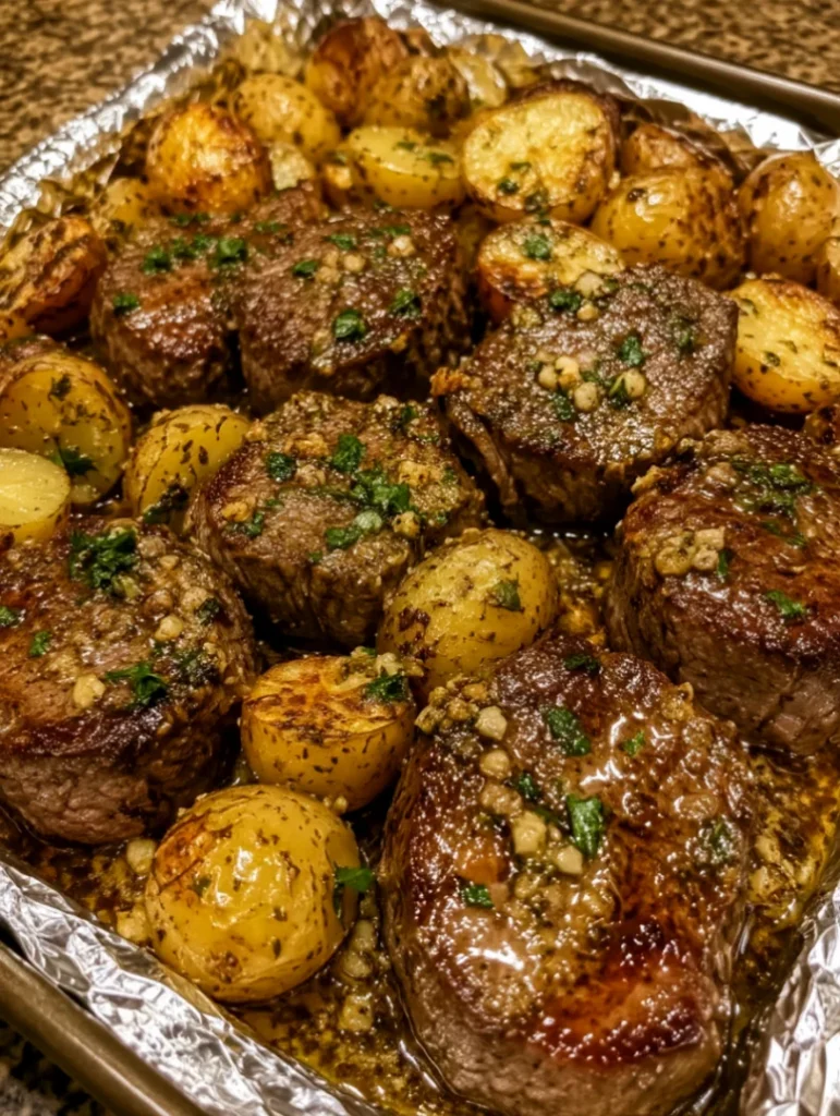 Garlic Butter Beef Medallions and Potatoes