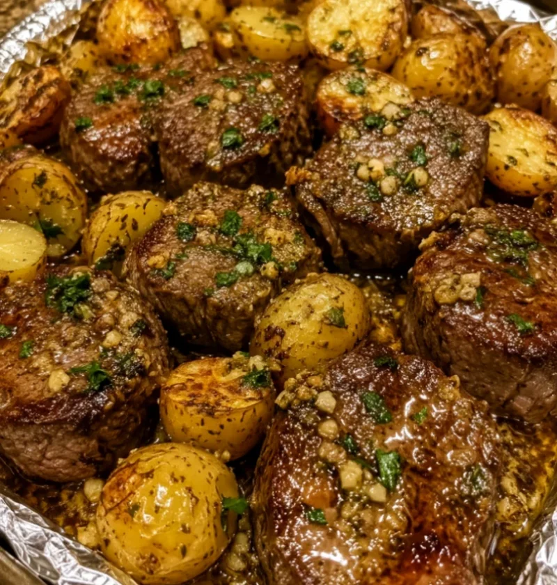 Garlic Butter Beef Medallions and Potatoes
